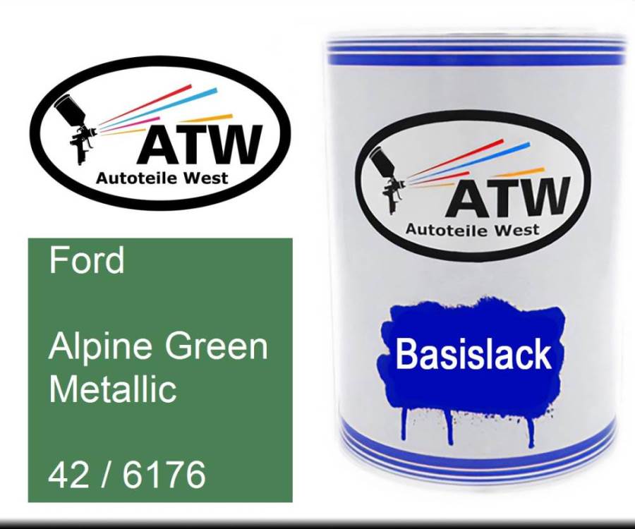 Ford, Alpine Green Metallic, 42 / 6176: 500ml Lackdose, von ATW Autoteile West.